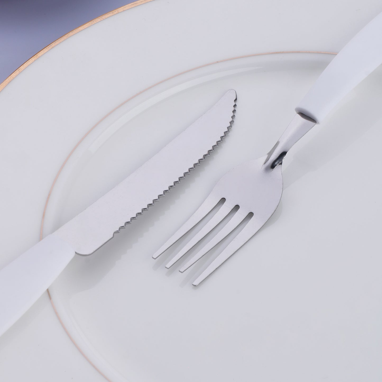4-Piece Plastic Handle Stainless Steel Flatware Set with Comfortable Shape Handle