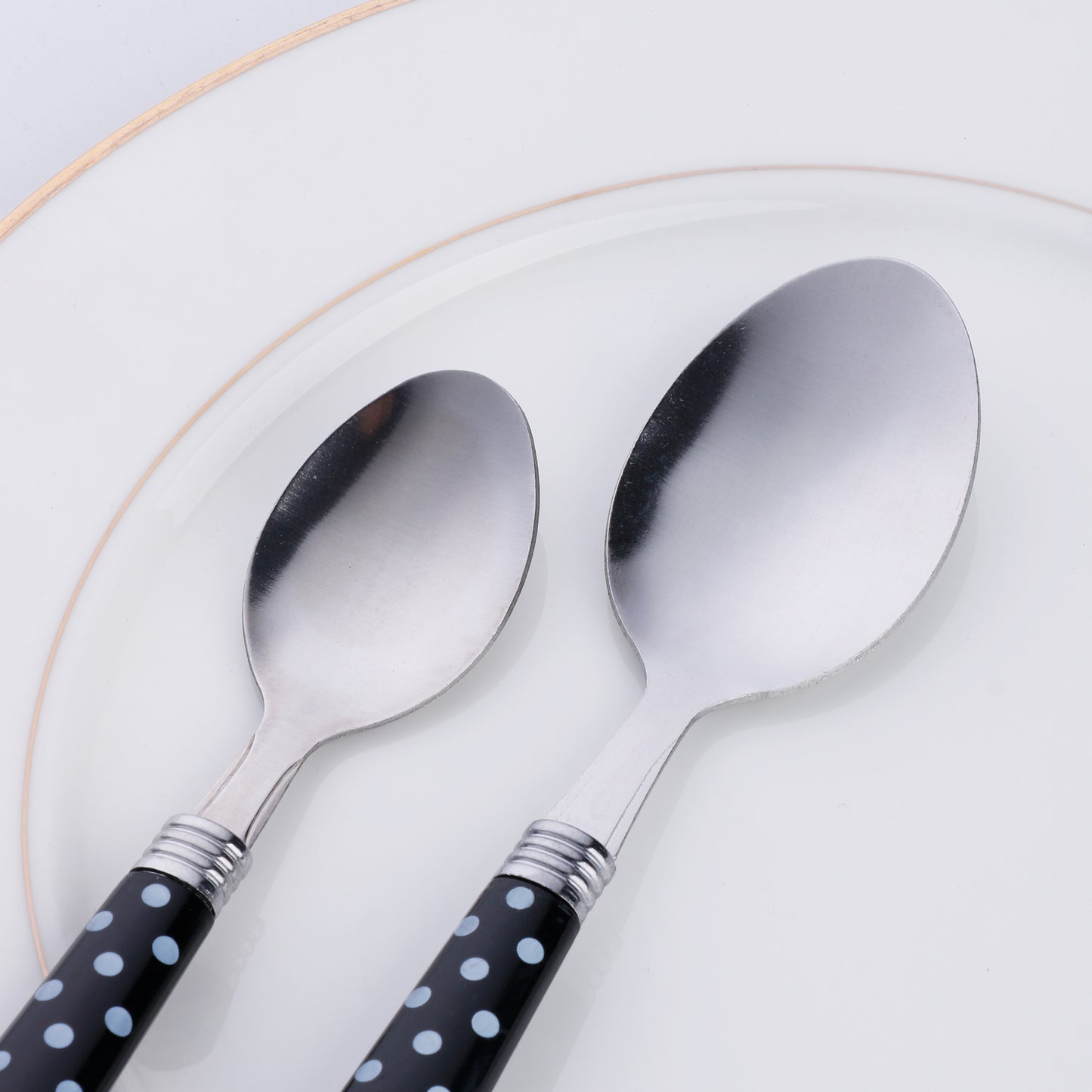 3-piece stainless steel cutlery knife fork spoon portable set, spotted striped handle creative stainless steel cutlery set, silvery