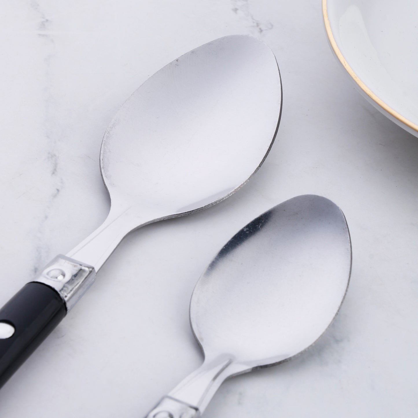 4 Pieces Black Handle Flatware Set, Durable Stainless Steel Dinner Knife, Dinner Fork, Dinner Spoon , Desset Spoon Set, for Picnic, Home Party, School Student, Easy Wash