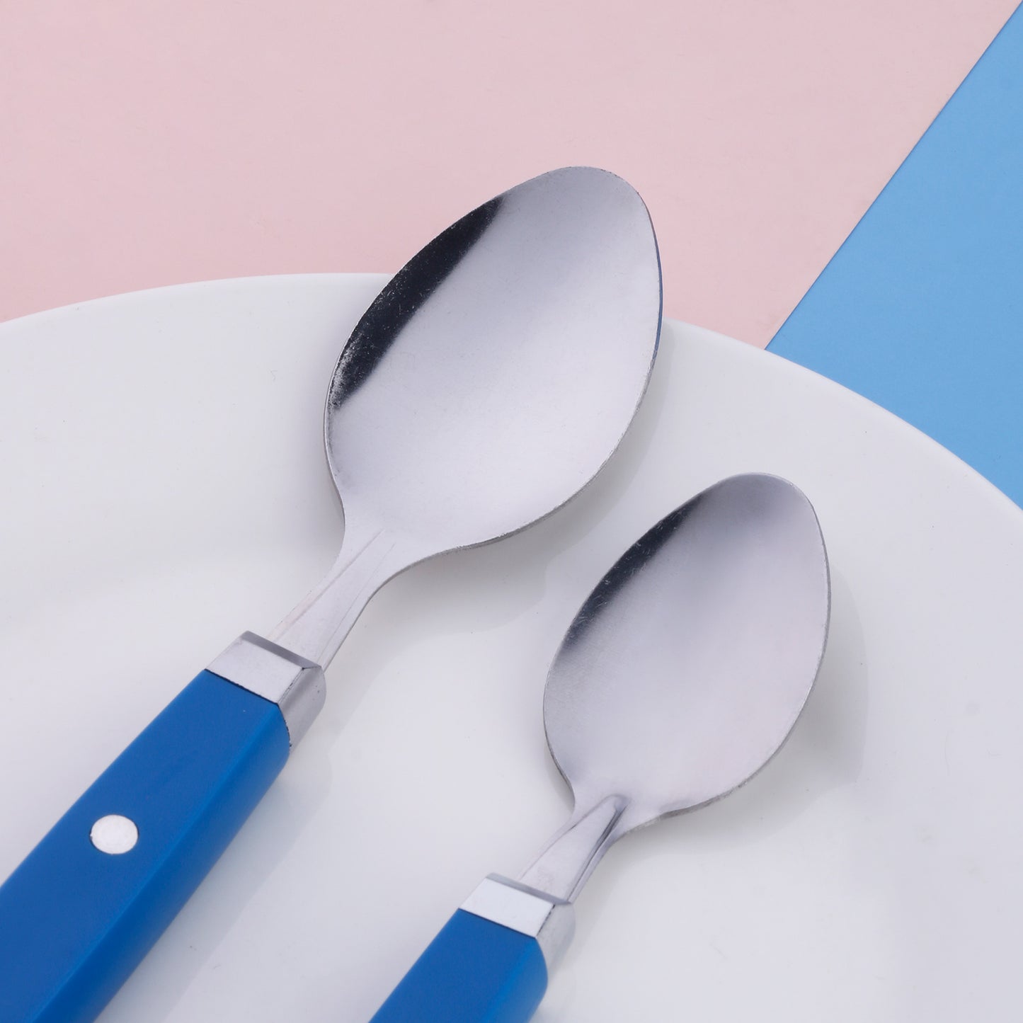 4-Pieces Stainless Steel Cutlery Set with Plastic Decorated Square Handle, Stripes Handle, Texture Handle Tableware